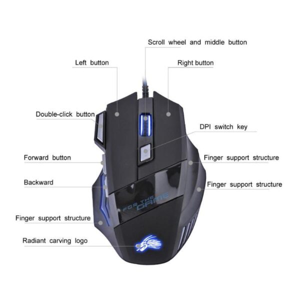 Wired Gaming Mouse 5500DPI 7-Color LED Backlight Optical Mouse Gamer USB 7 Buttons PC Gamer Computer Laptop Desktop Mice - Image 10