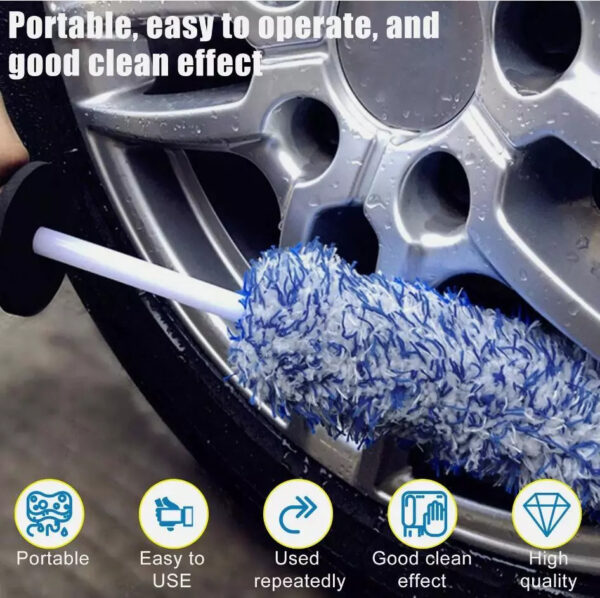 Car Wash Super Brush Microfiber Premium Wheels Brush Non-Slip Soft Handle Easy To Cleaning Car Wheel Spokes Car Accessories - Image 4