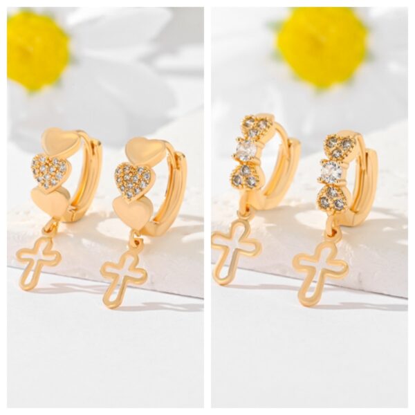 Popular Multi-style Design Gold-plated Ornament Cross Earrings - Image 7