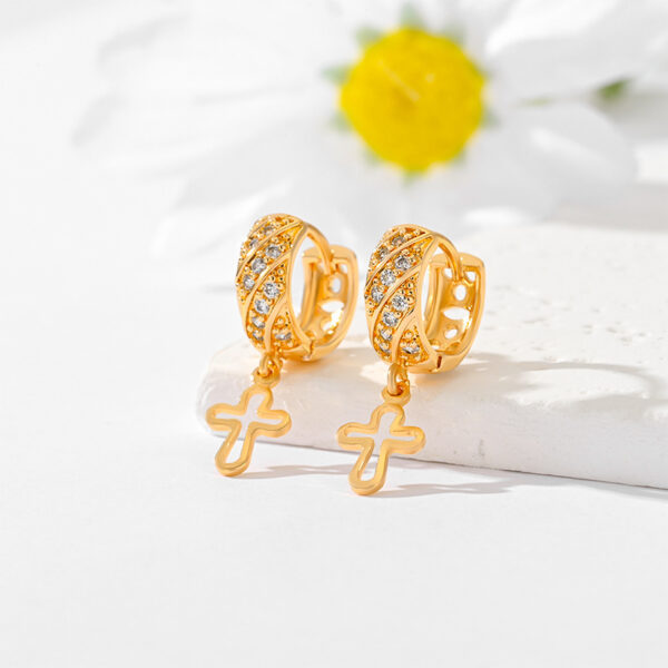 Popular Multi-style Design Gold-plated Ornament Cross Earrings - Image 9