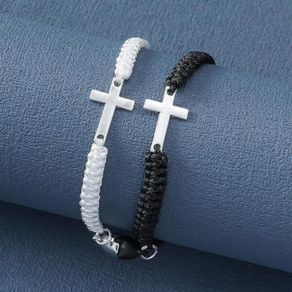 Cross 1 White 1 Black Bracelet - This Cross Bracelet, A Cross Weave Of 1 White And 1 Pure Black Bracelet, Is Unique And Profound, And Is The Perfect Combination Of Personality And Trend - Image 5