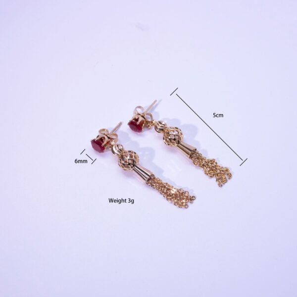 Gold-plated Diamond Tassel Earrings Eardrops Jewelry For Women - Image 2