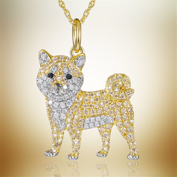 Eco-friendly Zinc Alloy Die-cast Cartoon Puppy Cute Shiba Inu Pendant Necklace - Image 3