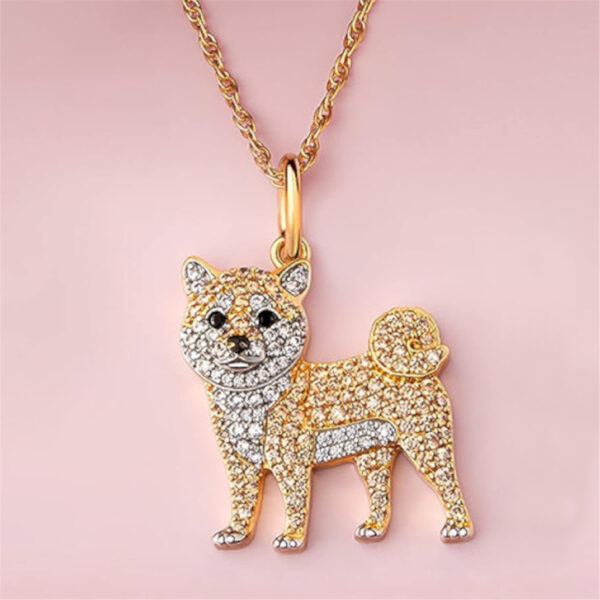 Eco-friendly Zinc Alloy Die-cast Cartoon Puppy Cute Shiba Inu Pendant Necklace - Image 5