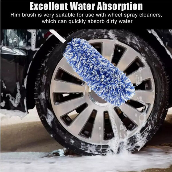 Car Wash Super Brush Microfiber Premium Wheels Brush Non-Slip Soft Handle Easy To Cleaning Car Wheel Spokes Car Accessories - Image 2