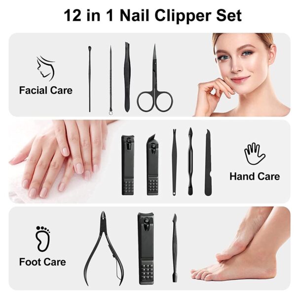 12 Pieces Manicure Pedicure Nail Care Set Cutter Clippers Tool Kit For Women Men - Image 2